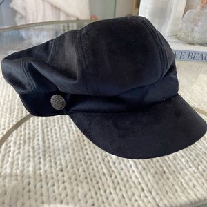Black Velour Cabbie Hat